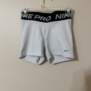 Nike Pro Dri-FIT Compression Shorts Womens S White Black Waistband 3 Inch Inseam